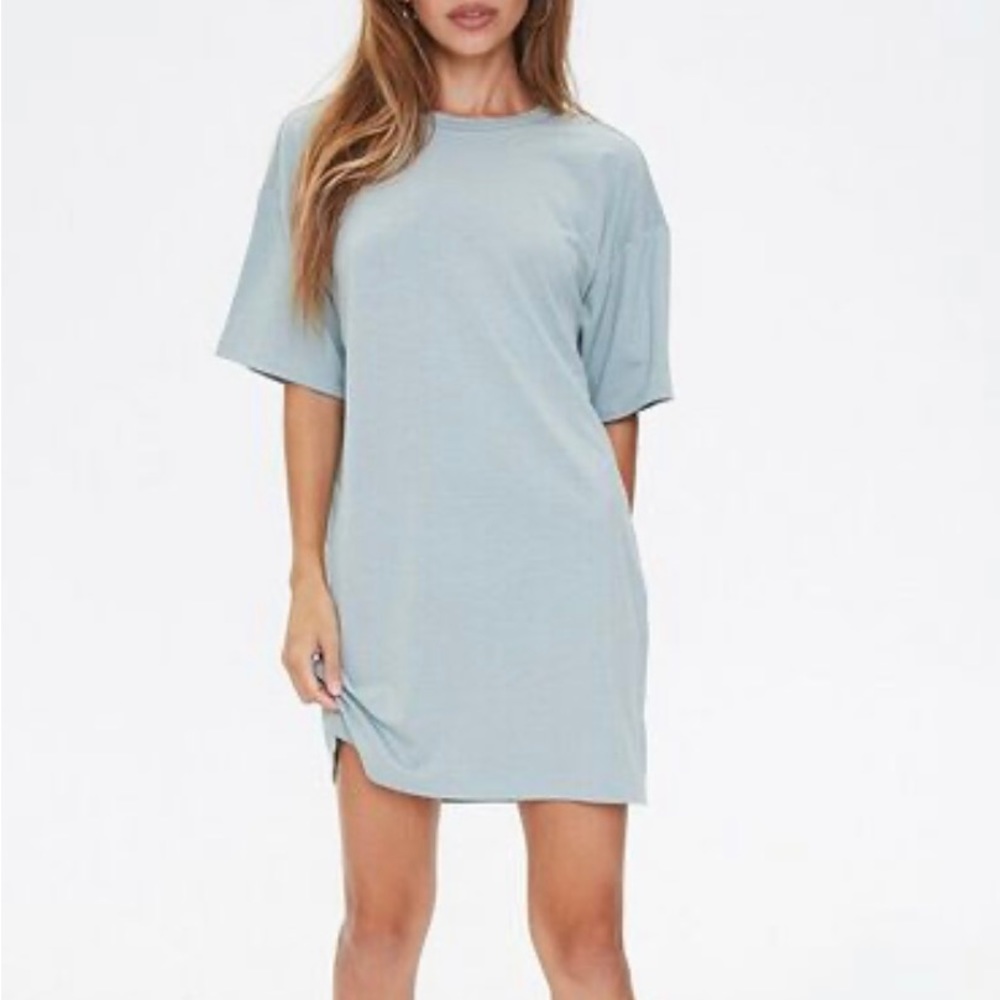 Forever 21 Dusty Blue T Shirt Dress